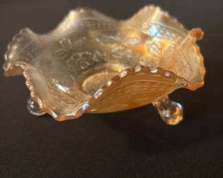 Fenton Marigold Carnival Glass Two Flowers Bowl