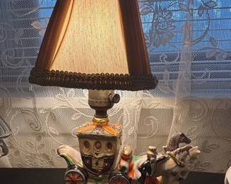 Vintage Capodimonte Porcelain Figural Carriage Lamp