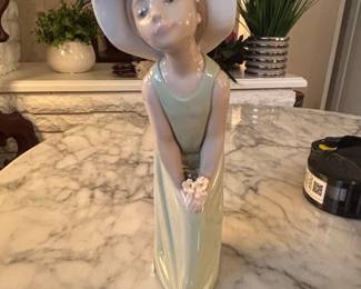 Lladro Curious Girl with a Hat Porcelain Figurine