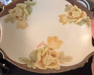 Bavaria Handpainted Yellow Rose Serving Dish Signed Sartre