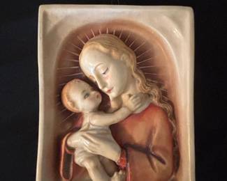 Madonna and Child Wall Plaque, Made in U.S. Zone Germany Hummel or Goebel