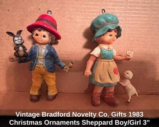 Vintage Bradford Novelty Co. Gifts Christmas Ornaments Sheppard Boy or Girl
