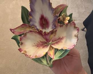 Lefton China Hand Painted Orchid Dish