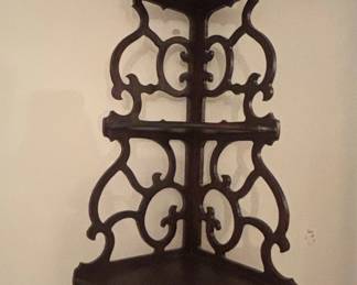 Ornate Victorian Walnut Carved Corner Shelf