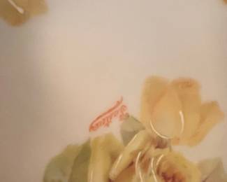 Bavaria Handpainted Yellow Rose Serving Dish Signed Sartre second image
