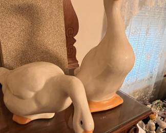 Vintage Ceramic Goose Figurines Pair