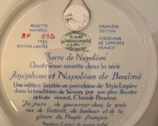 Sacre de Napoleon Josephine Napoleon de Boulme Premiere Edition Porcelain Plate by Henri dArceau Limoges second image