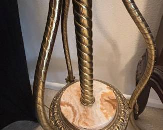 Victorian Electrified Piano Lamp with HandPainted Globe third image