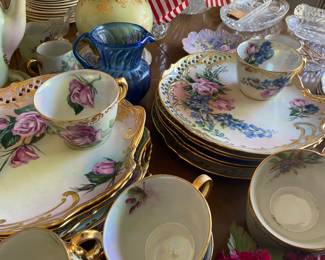 Hand Painted Luncheon sets, plates and cups