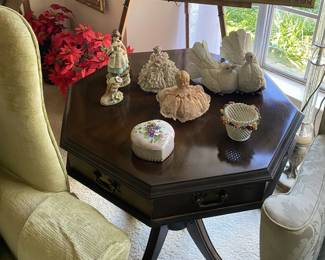 Octagon Parlor Table with Drawer