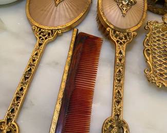 Gold toned vanity items