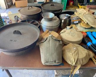 Camping equipment, cast iron and aluminum