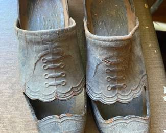 Antique Wooden Leather Shoes