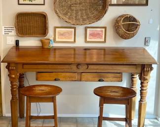 Amazing Table, Stools, Baskets & Bunny Art