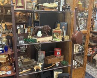 beautiful decorative pieces for book shelf, book ends, carved wooden lion, duck decoys