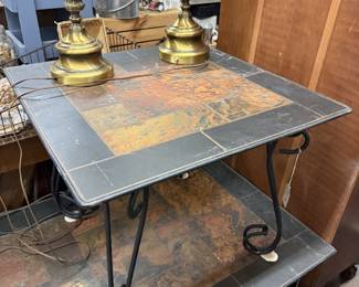 Slate and Iron Patio table set