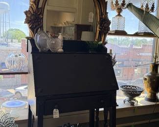 antique secretary, gorgeous large gold tone wall mirror