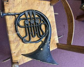 vintage French horn wall hanging
