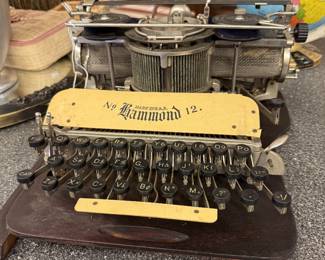 vintage Hammond typewriter with wooden lid