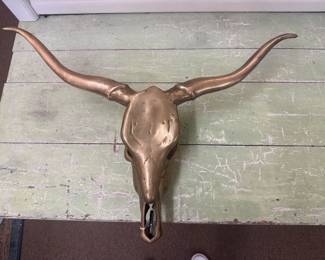 Vintage solid brass Longhorn steer head