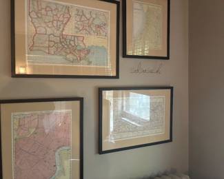 vintage framed maps