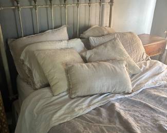 antique wrought iron and brass bed - full size with rails