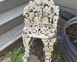 2 antique wrought iron tiny chairs