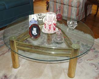 Glass and brass coffee table