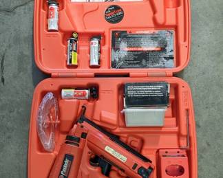 Paslode Cordless 16ga Angled Finish Nailer With Fuel Cells, Qty 4, 16ga Angled Finish Nails, Charger, And Safety Glasses, In Case 