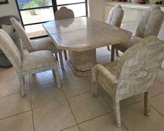 Large stone dining room set w/ Thomasville chairs