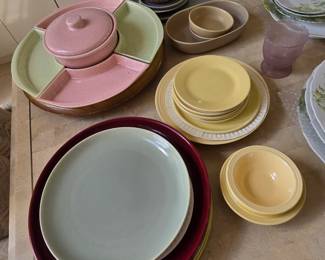 Large multicolored Bauer pottery collection