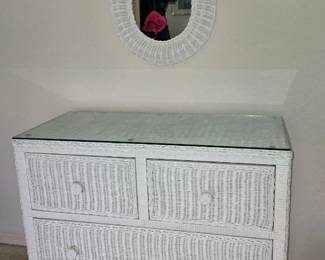 Vintage white wicker dresser