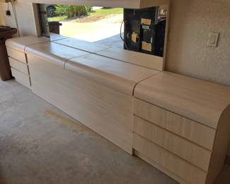 King Mirrored Head Board & 2 Night Stands 