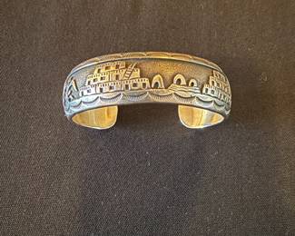 Native American Sterling Silver Storyteller Bracelet  