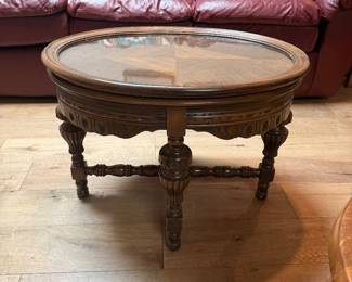 Antique Table with Removable Glass Tray