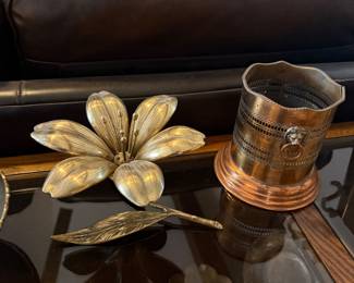 MCM Brass Lotus Ashtray with Removable Petals 