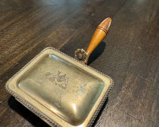Vintage F.B.Rogers Etched Shield Silver Plate Silent Butler Ash Box