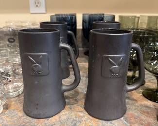 Vintage Playboy Bunny Dark Grey Frosted Beer Stein Mugs