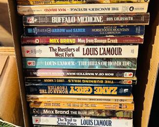 Zane Grey, Louis Lamour, Max Brand Westerns.