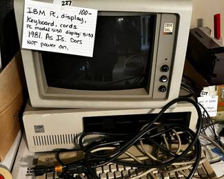 #227	IBM PC Display keyboard and Cords PC Model 5150 Display Model 5153, 1981 As is Does Not Power On	 $100.00 