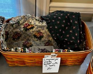 #107	longaberger Vanity Basket w/2 liners	 $25.00 