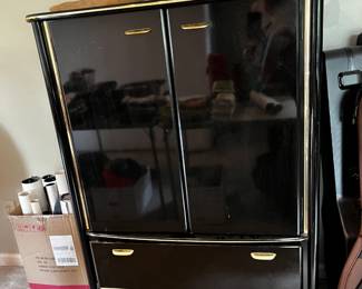 #62	Black Lacquer Chest of Drawers w/2 doors (one drawer off track) - 39x18x51 - Upstairs - You move	 $40.00 