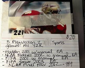  #221	5 Play Station Games all Y2K Sports	 $20.00 