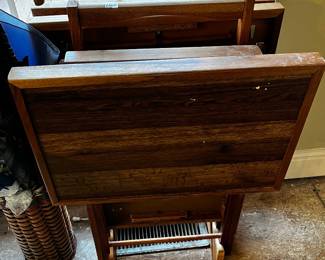 #106	Set of 3 Wood TV Trays on Stand	 $20.00 