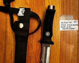 #166	Akona 700 420SS Diving Blunt Tip Knife w/Sheath and Strap	 $25.00 