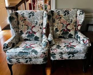 #18	Floral Wingback Chairs - sold as a pair	 $100.00 