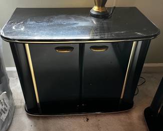 #63	Black Lacquer Bedside Table w/2 drawers (as is finish) - 27x15x20 Upstairs - You Move	 $20.00 