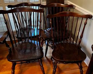 #8	Wood Odd Dining Set of 4 Chairs - three arnless and 1 arm	 $120.00 