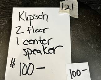 #121	Klipsch set of 2 Floor Speakers and 1 Center Speaker	 $100.00 