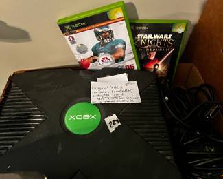 #224	original Xbox console 1 controller, Adapter Cord, 2 Games Untestd 	 $65.00 